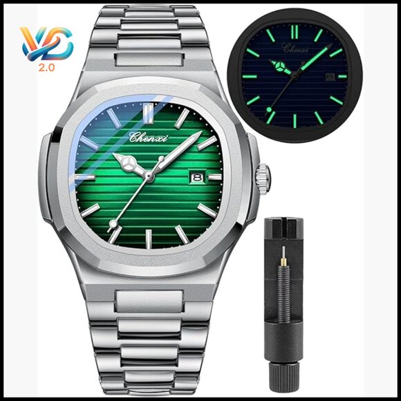 Men's Stainless Steel Quartz Watch Waterproof Luminous Business Casual